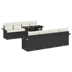 Conjunto de sofá de jardín con cojín 9 pcs Negro Poliratán