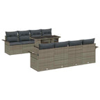 Conjunto de sofá de jardín 9 pcs Gris Rattan de Poliéster