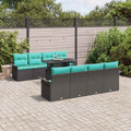 Conjunto de sofá de jardín 9 pcs Negro Rattan de Poliéster