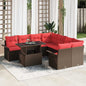 Conjunto de sofá de jardim 9 pcs Cinzento Vime de Poliéster