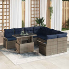 Conjunto de sofá de jardín 9 pcs Gris Rattan de Poliéster