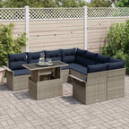 Conjunto de sofá de jardín 9 pcs Gris Rattan de Poliéster