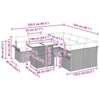 Conjunto de sofá de jardín 9 pcs Gris Rattan de Poliéster