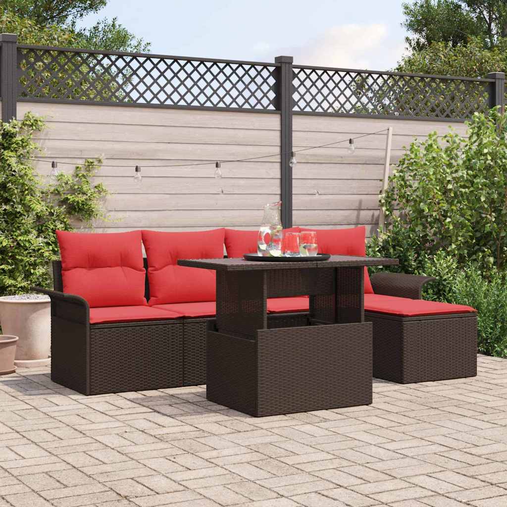 Conjunto de sofá de jardín 8 pcs Marrón Poliratán