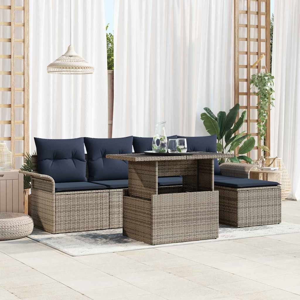 Conjunto de sofá de jardín 8 pcs Marrón Poliratán