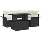 5 Pieces Beige Rattan Polyester Garden Sofa Set