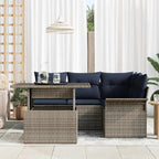 Conjunto de sofá de jardín 5 pcs Gris Rattan de Poliéster