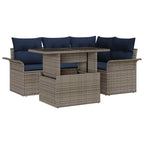 Conjunto de sofá de jardín 5 pcs Gris Rattan de Poliéster