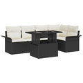Conjunto de sofá de jardín con cojín 6 pcs Negro Poliratán