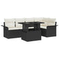 Garden Sofa Set with Cushion 6 pcs Black Poly Rattan