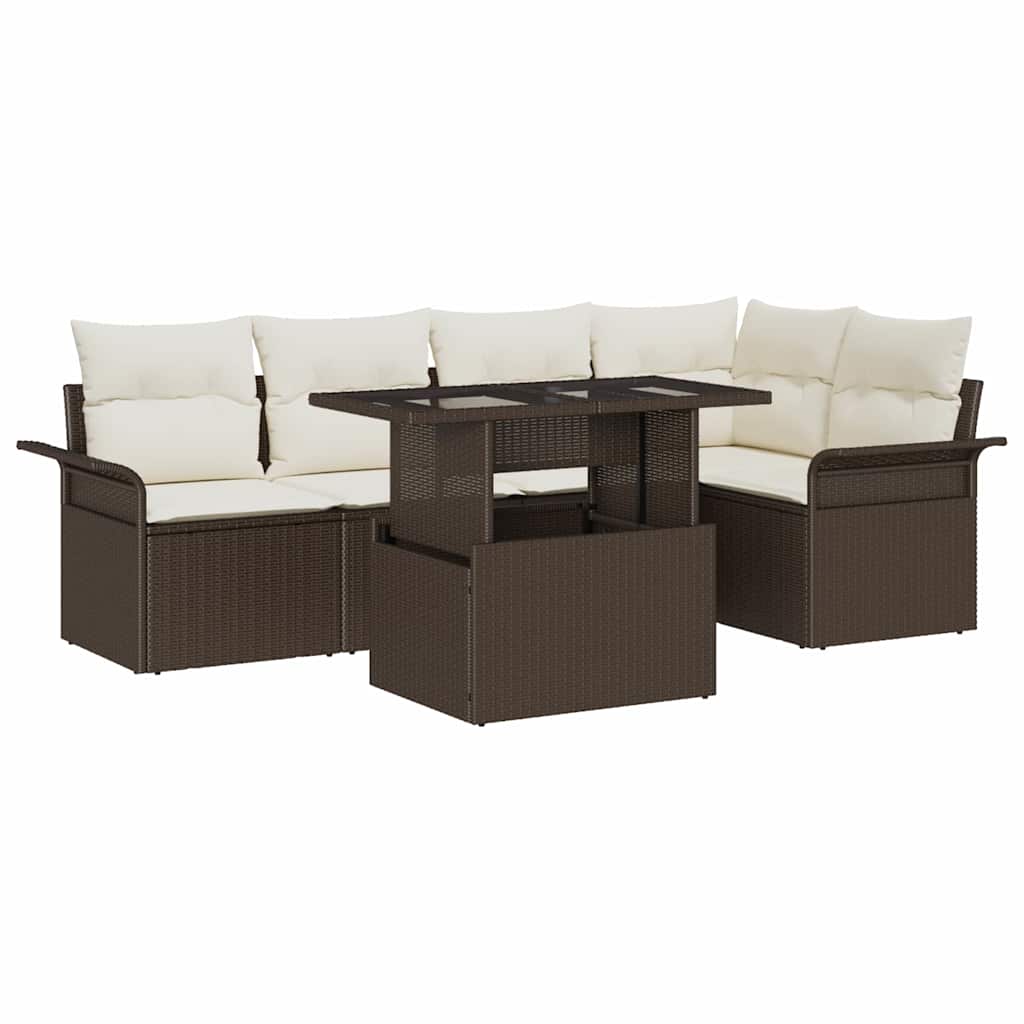 Outdoor Sofa Set with Cushions 6 pcs Light Grey Poly Rattan