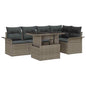 Conjunto de Sofá de Jardim 6 pcs Rattan Poliéster Cinzento