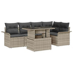 Conjunto de sofá de jardín con cojín 6 pcs Gris Claro Poliratán