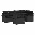 Conjunto de sofá de jardín 6 pcs Negro Rattan de Poliéster