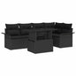 Conjunto de Sofá de Jardim 6 pcs Rattan de Poliéster Preto