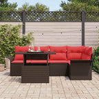 Conjunto de sofá de jardín 6 pcs Marrón Rattan de Poliéster