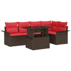 Conjunto de sofá de jardín 6 pcs Marrón Rattan de Poliéster