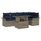 Conjunto de sofá de jardín 6 pcs Gris Rattan de Poliéster