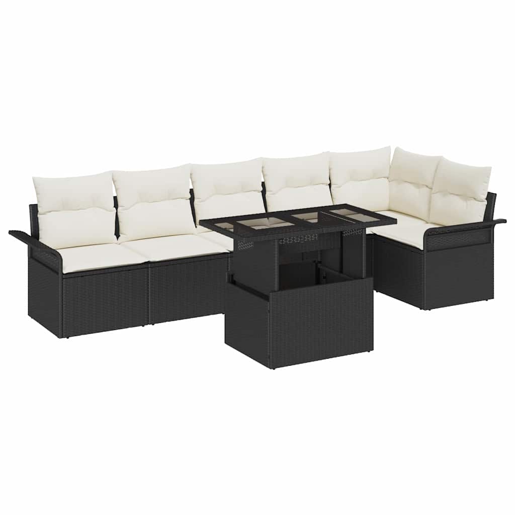 Conjunto de Sofás de Jardim com Almofadas 7 pçs Bege Polirratan