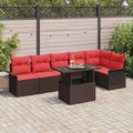 Conjunto de sofá de jardín con cojín 7 pcs Marrón Poliratán
