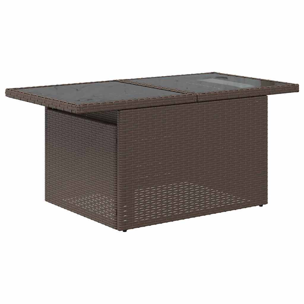 Conjunto de sofá de jardín con cojín 7 pcs Marrón Poliratán