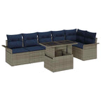 Conjunto de sofá de jardín con cojín 7 pcs Gris Poliratán
