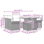 Conjunto de sofá de jardín con cojín 7 pcs Gris Poliratán