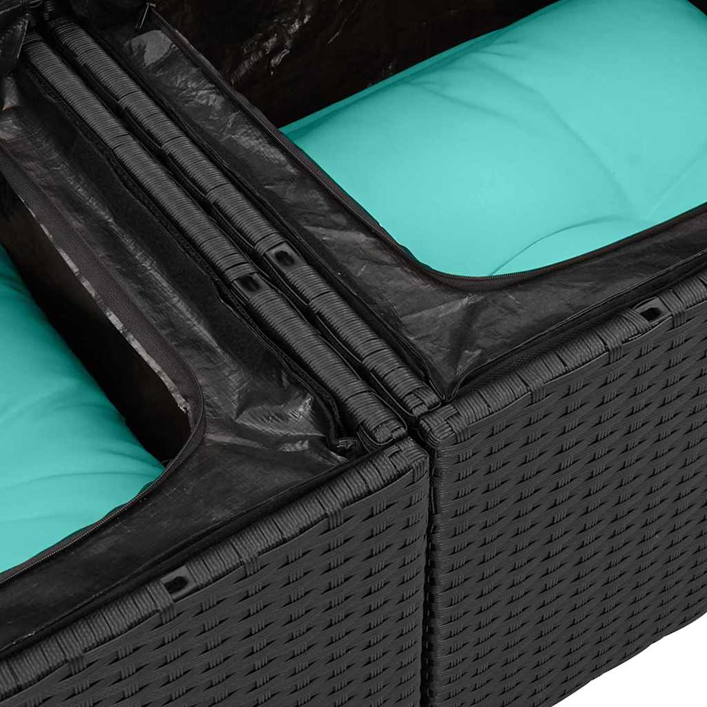 Conjunto de sofá de jardín con cojín 7 pcs Negro Poliratán