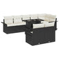 9-Piece Brown Poly Rattan Garden Sofa Set with Cushions