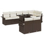 9-Piece Brown Poly Rattan Garden Sofa Set with Cushions