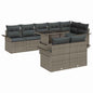 9-Piece Beige Poly Rattan Garden Sofa Set with Cushions