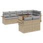 9-Piece Beige Poly Rattan Garden Sofa Set with Cushions