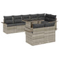9-Piece Beige Poly Rattan Garden Sofa Set with Cushions