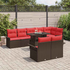 Conjunto de sofá de jardín 9 pcs Marrón Rattan de Poliéster