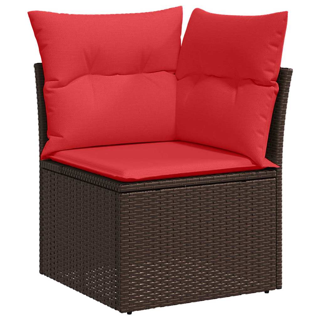Conjunto de sofá de jardín 9 pcs Marrón Rattan de Poliéster