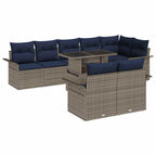 Conjunto de sofá de jardín 9 pcs Gris Rattan de Poliéster
