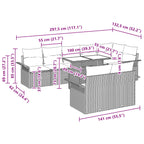 Conjunto de sofá de jardín 9 pcs Gris Rattan de Poliéster