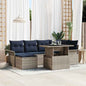 Conjunto de Sofás de Jardim 7 pçs Cinzento Rattan de Poliéster