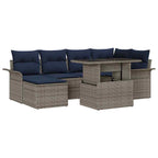 Conjunto de sofá de jardín 7 pcs Gris Rattan de Poliéster