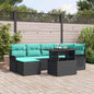 Conjunto de Sofá de Jardim 7 Peças Preto Vime Sintético