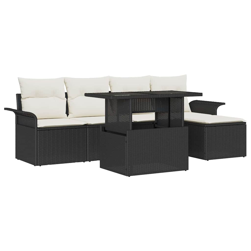 Conjunto de sofá de jardín con cojín 8 pcs Negro Poliratán