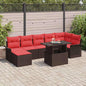8 pcs Grey Rattan Polyester Garden Sofa Set