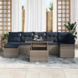 8 pcs Grey Rattan Polyester Garden Sofa Set