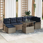 Conjunto de sofá de jardín 8 pcs Gris Rattan de Poliéster