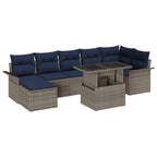Conjunto de sofá de jardín 8 pcs Gris Rattan de Poliéster