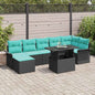 8 pcs Grey Rattan Polyester Garden Sofa Set