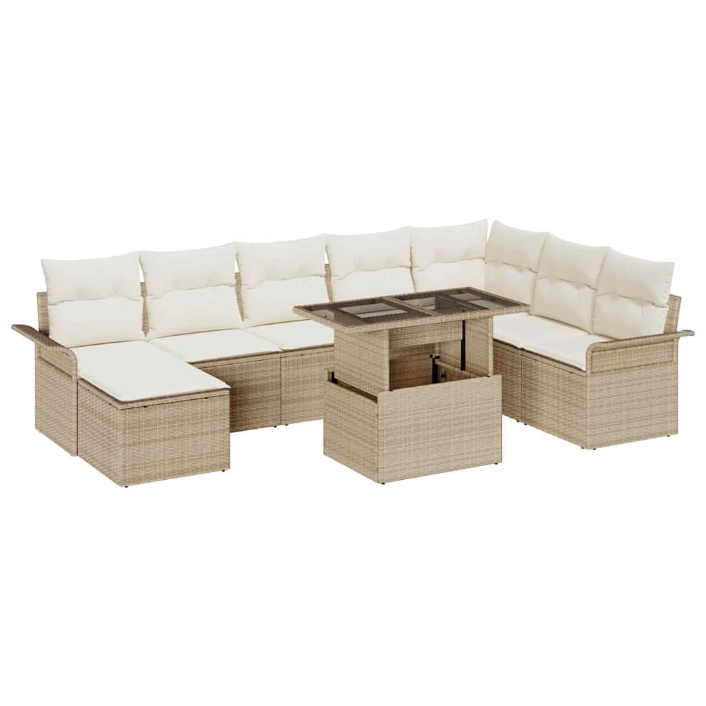 Conjunto de sofá de jardín 7 pcs Beige Poliratán