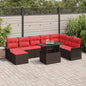 9-Piece Gray Rattan Polyester Garden Sofa Set