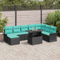 9-Piece Gray Rattan Polyester Garden Sofa Set
