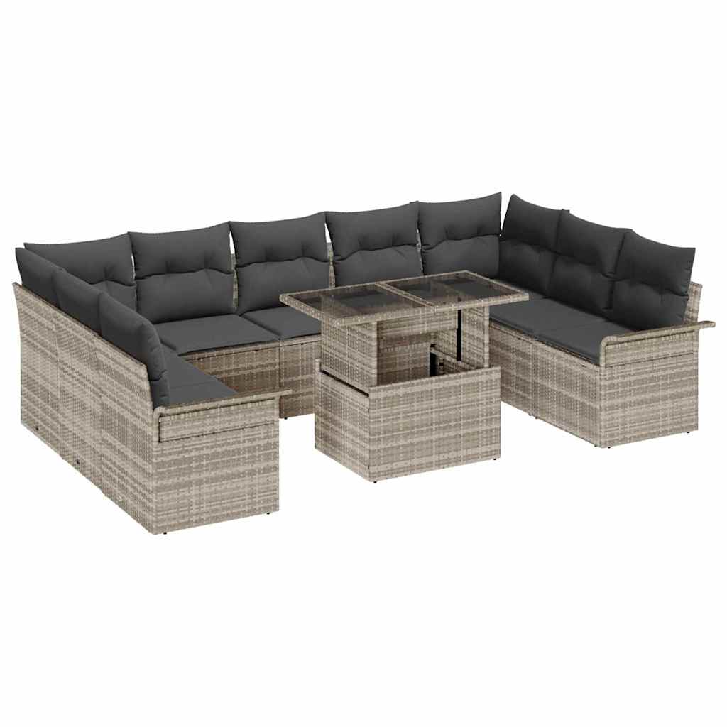 Conjunto de sofá de jardín 10 pcs Beige Rattan de Poliéster